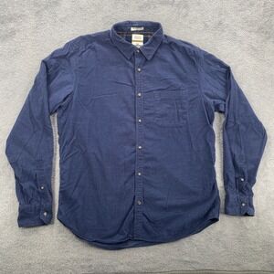 Indian Terrain Corduroy Shirt Men M Navy Blue Slim Fit Long Sleeve Button Up